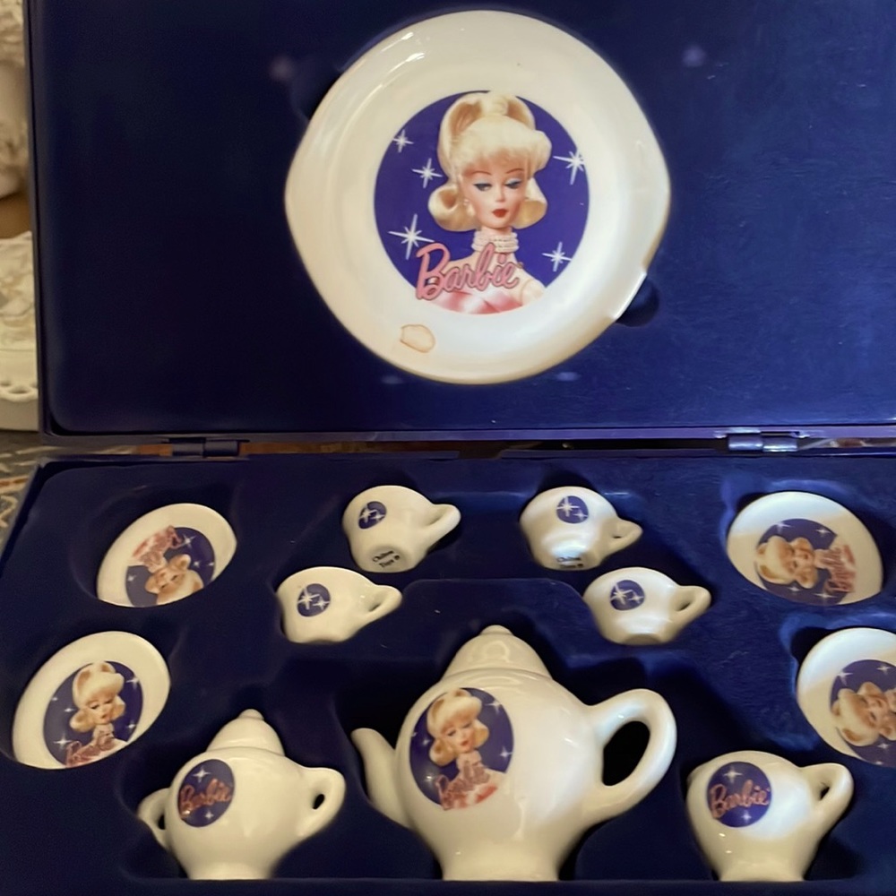 Vintage Barbie tea set, mint condition, never used.